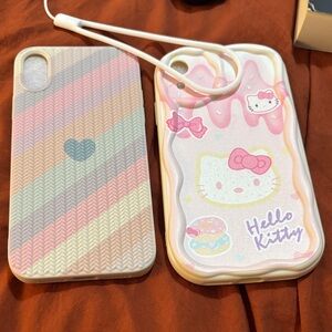 Hello Kitty Pink and White Drip Design Phone Case/Heart Rainbow Case For The XR